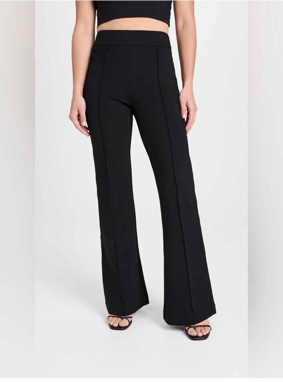 SPANX Supersmooth PerfectFit Ponte Pintuck Flare Pants Black, Small Petite/4-6